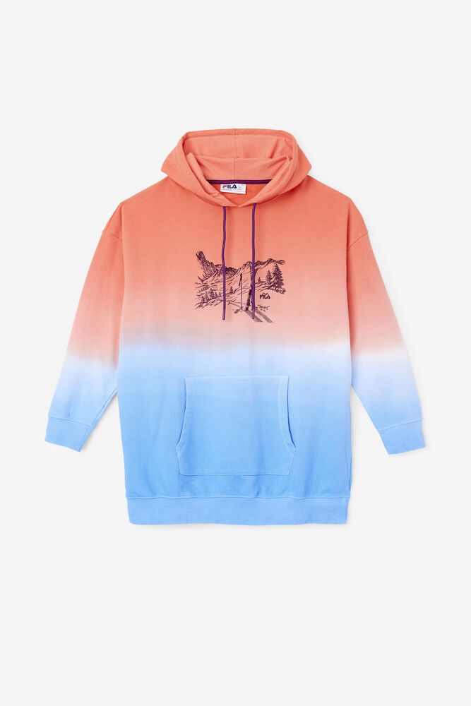 Fila Destiny Oversized Orange/Blue Hoodie Womens - NZ 07154-KXTS